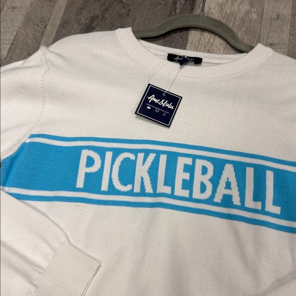 Sweaters - White and Blue Pickleball Sweater